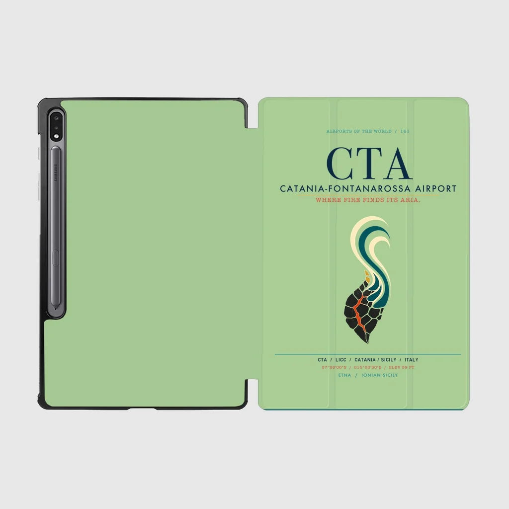 Catania-Fontanarossa Airport (CTA) design on light green samsung tablet tablet case