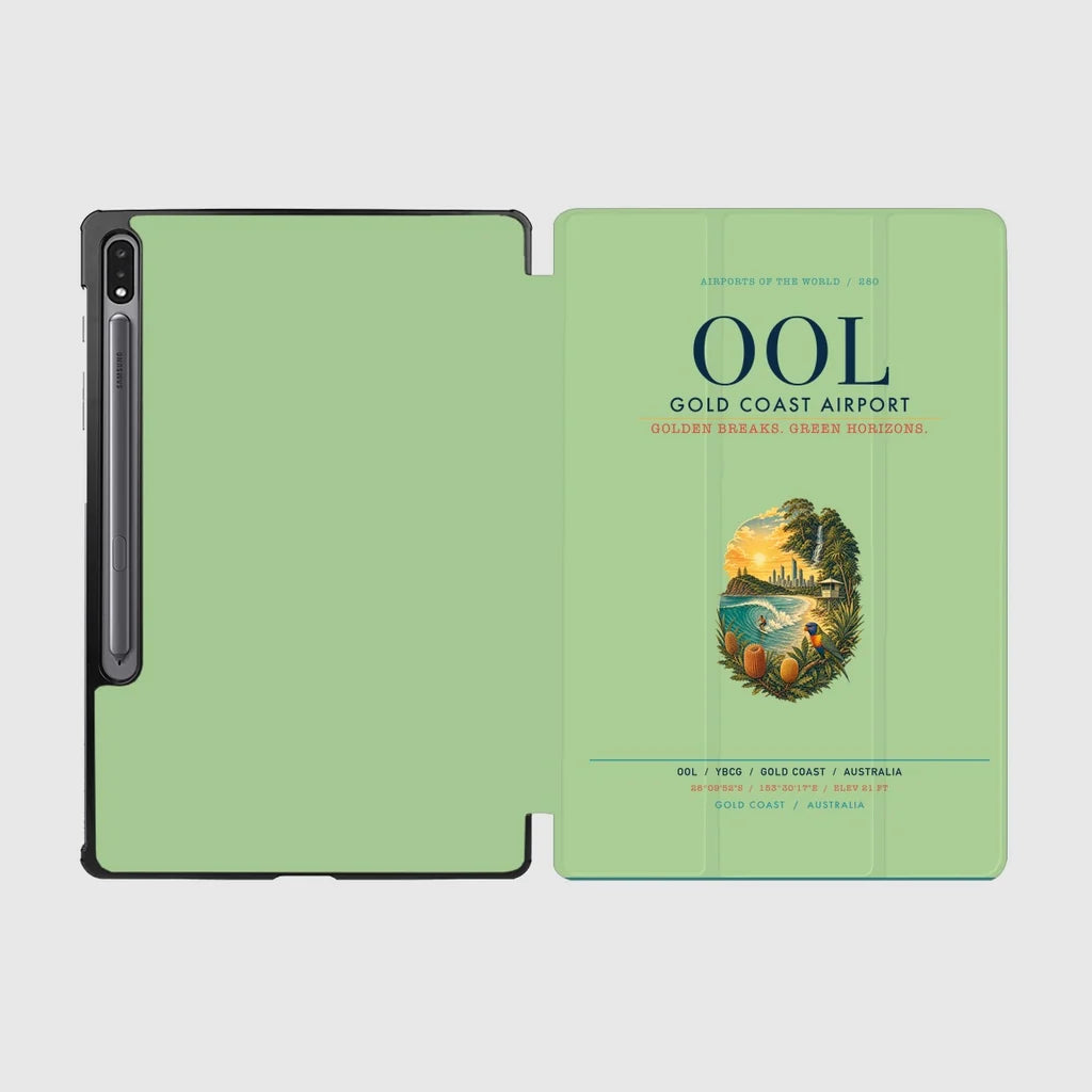 Gold Coast Airport (OOL) design on light green samsung tablet tablet case