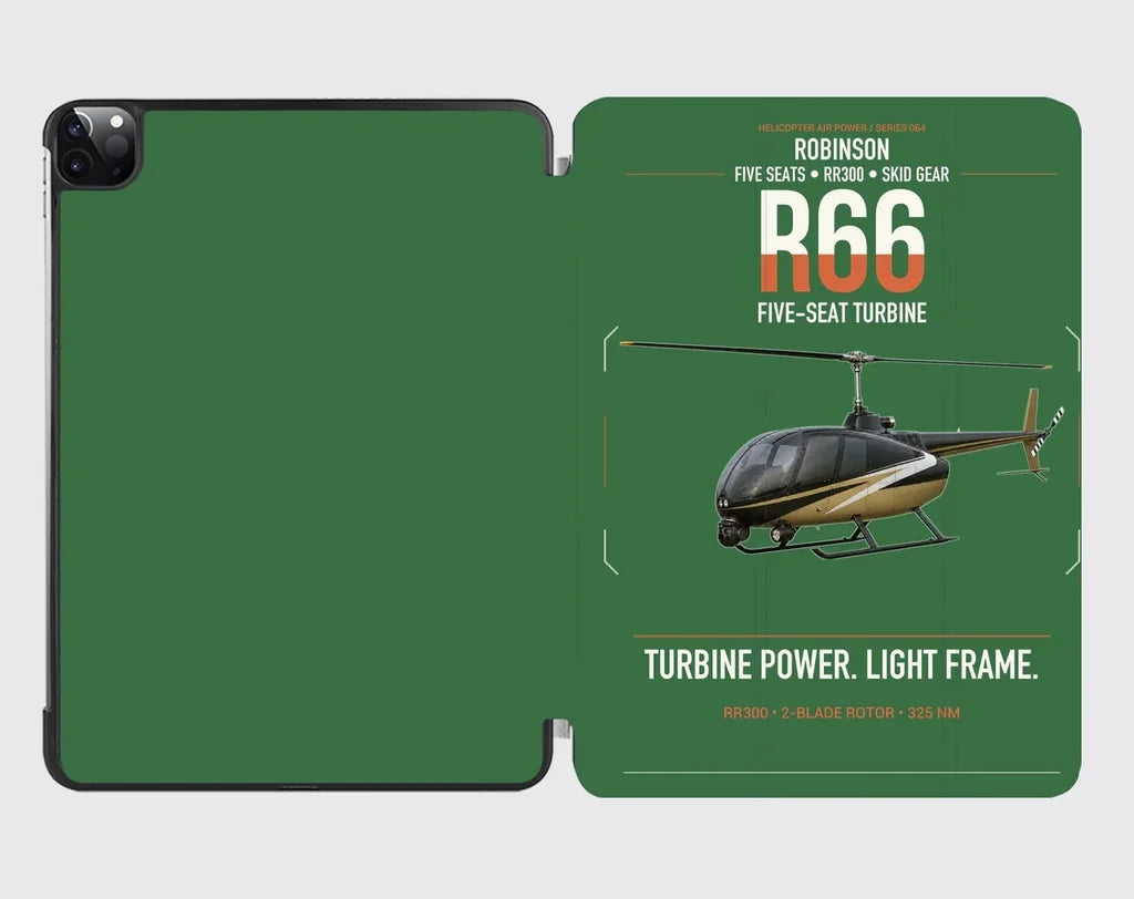 Robinson R66 design on green ipad tablet case