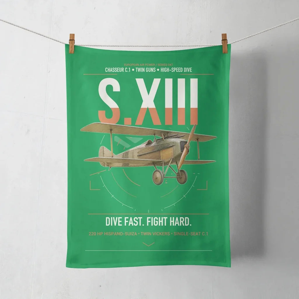 SPAD S.XIII C.1 design on green towel