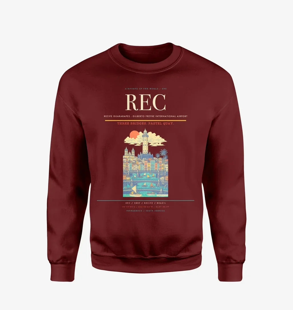 Recife Guararapes (REC) design on wine red sweatshirt