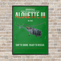 Thumbnail for Aérospatiale SA 316B Alouette III vertical canvas print - framed - green background