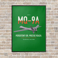 Thumbnail for MQ-9A Reaper vertical canvas print - framed - green background