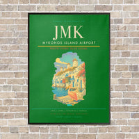 Thumbnail for Mykonos Island Airport JMK vertical canvas print - framed - green background