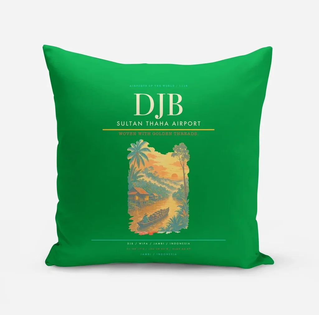 Sultan Thaha Airport (DJB) design on green pillow