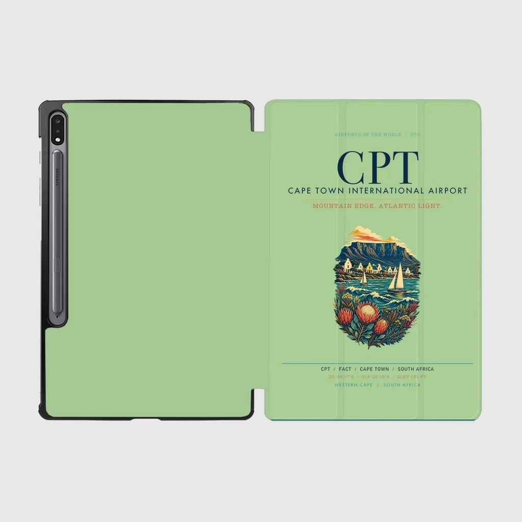 Cape Town International Airport (CPT) design on light green samsung tablet tablet case