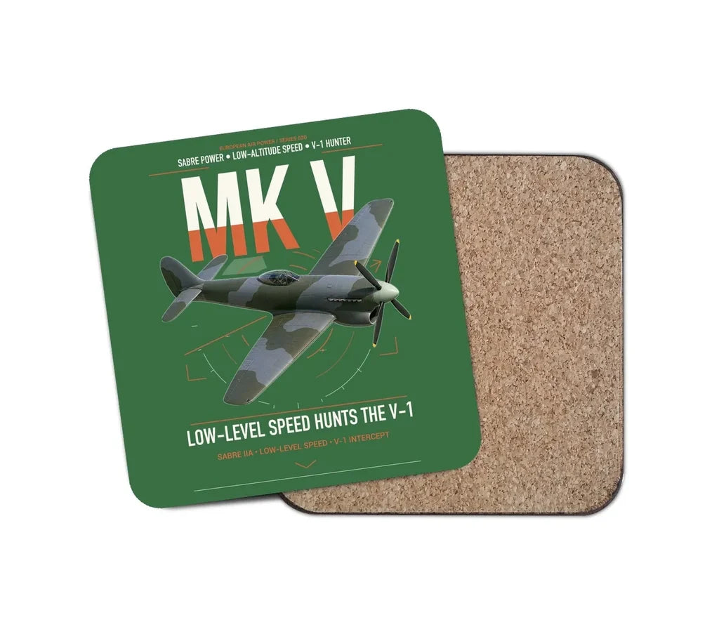 Hawker Tempest Mk V design on green 1 piece coaster