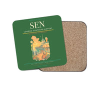Thumbnail for London Southend Airport (SEN) design on green 1 piece coaster