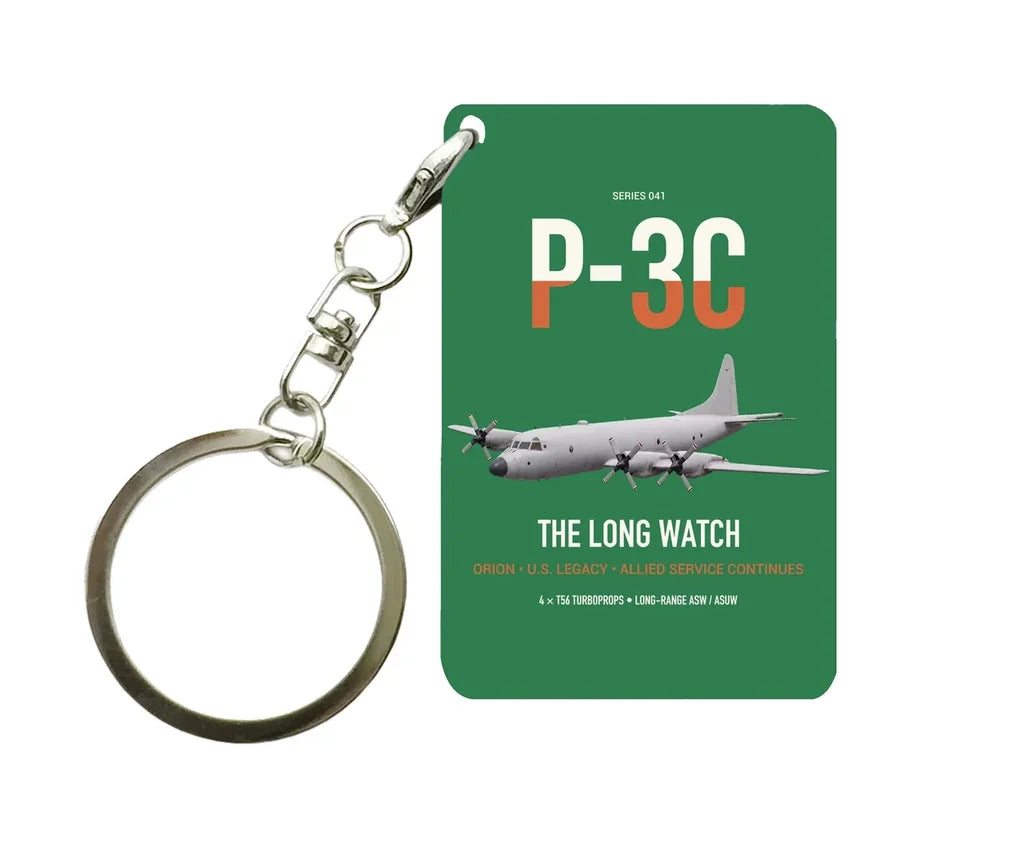 P-3C Orion design on green designed key chain, double-side print
