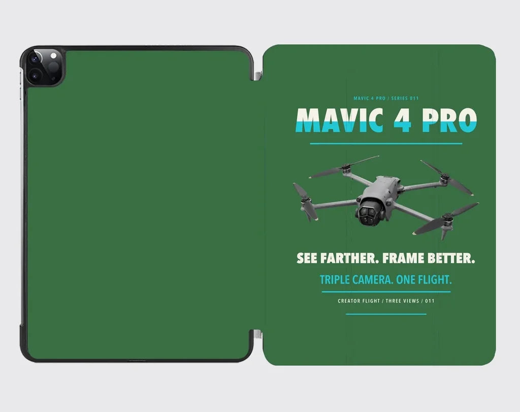 DJI Mavic 4 Pro design on green ipad tablet case