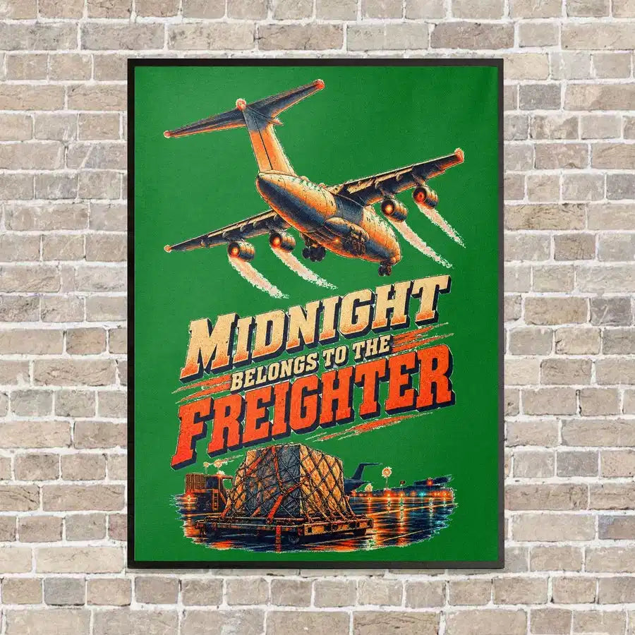 Midnight Belongs To The Freighter vertical canvas print - framed - green background