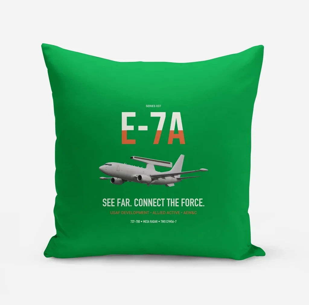 E-7A Wedgetail design on green pillow