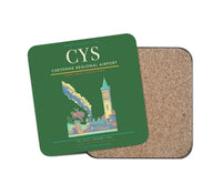 Thumbnail for Cheyenne Regional Airport (CYS) design on green 1 piece coaster
