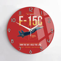 Thumbnail for F-15C Eagle design on red no frame wall clock