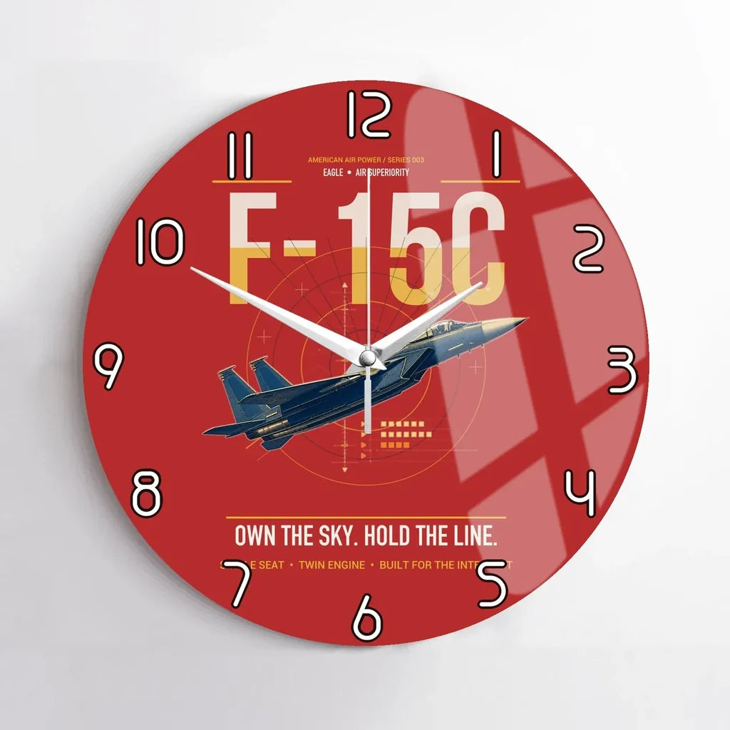 F-15C Eagle design on red no frame wall clock