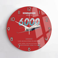 Thumbnail for Bombardier Global 6000 design on red no frame wall clock