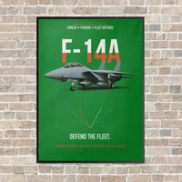Thumbnail for F-14A Tomcat Defend The Fleet vertical canvas print - framed - green background