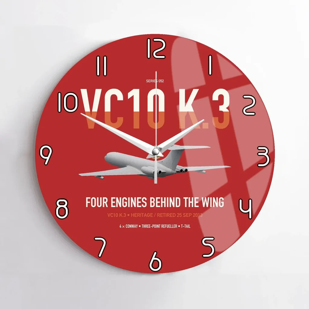 Vickers VC10 K.3 design on red no frame wall clock