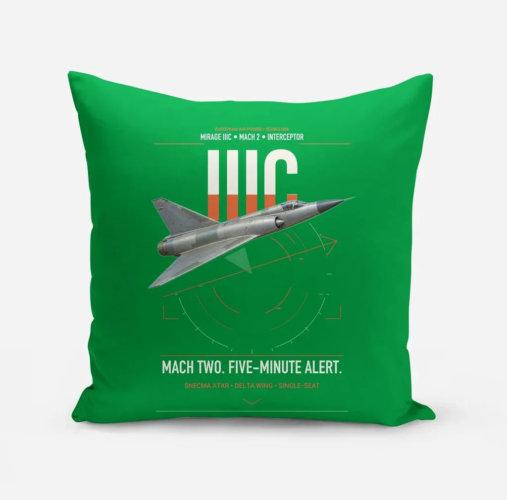 Dassault Mirage IIIC design on green pillow