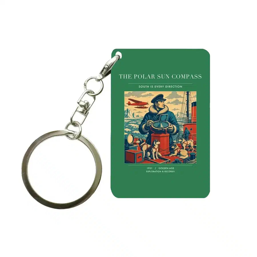 VINTAGE G4204 - The Polar Sun Compass - Designed Key Chain design on green