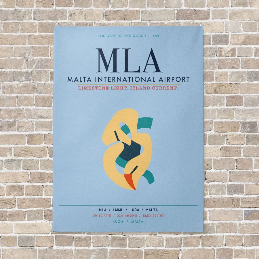 Malta International Airport MLA vertical canvas print - no frame - light blue background