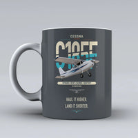 Thumbnail for Cessna A185F Skywagon design on gray ceramic mug, double-side print