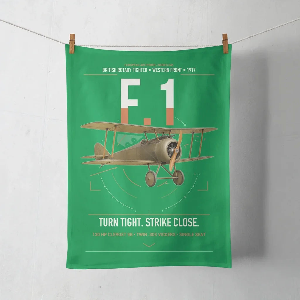 Sopwith Camel F.1 design on green towel