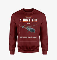 Thumbnail for Aérospatiale SA 316B Alouette III design on wine red sweatshirt