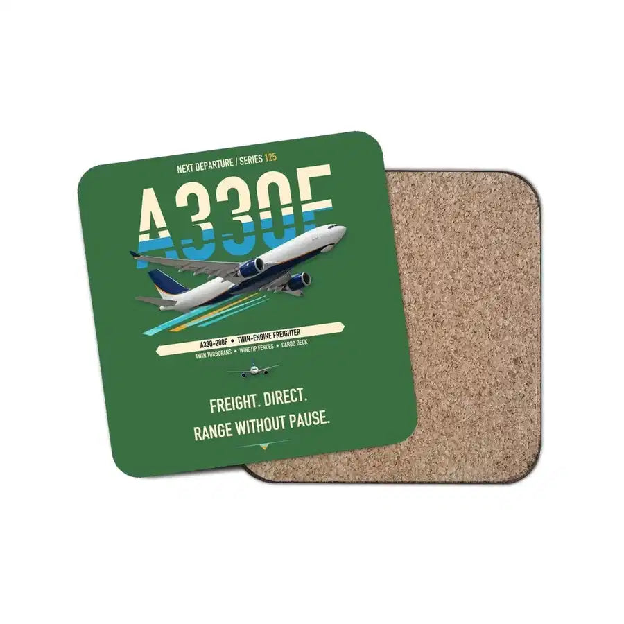 Airbus A330-200F design on green 1 piece coaster