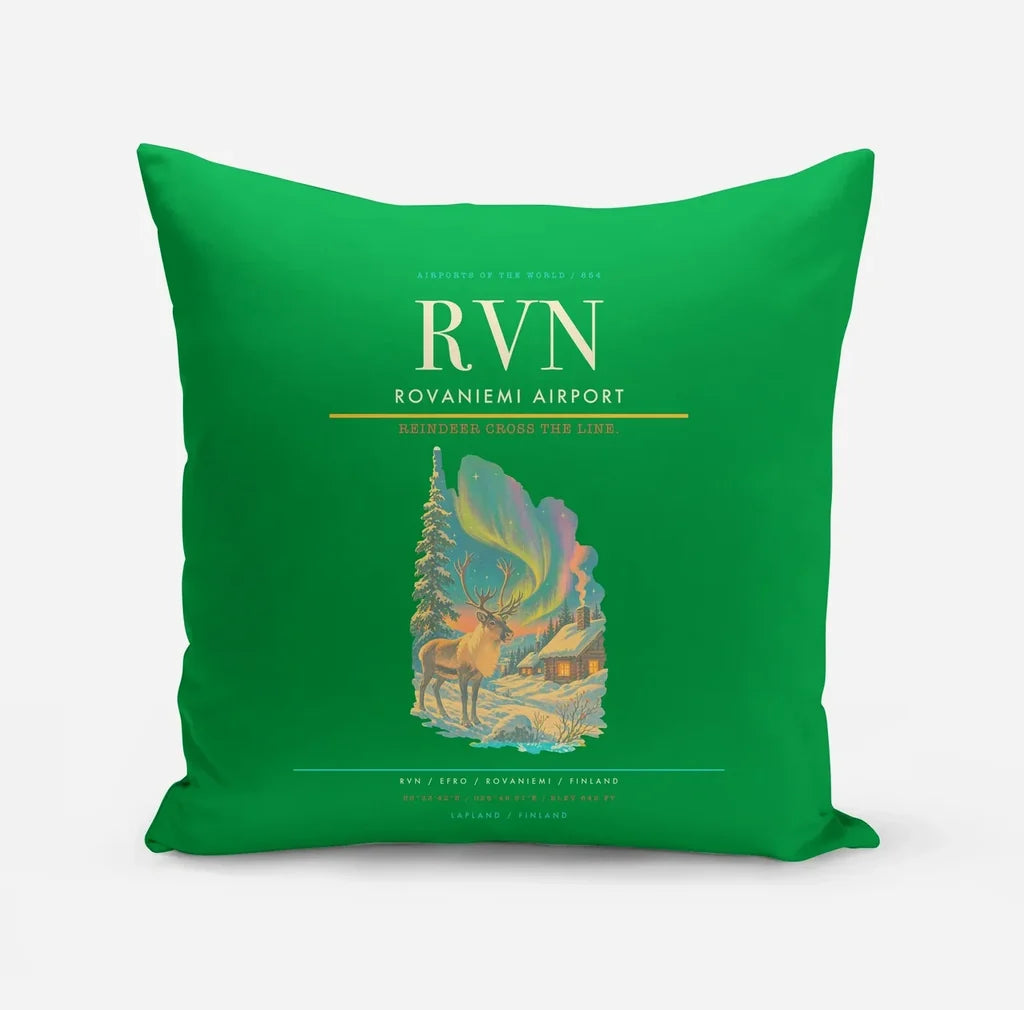 Rovaniemi Airport (RVN) design on green pillow