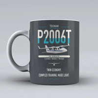 Thumbnail for Tecnam P2006T design on gray ceramic mug, double-side print