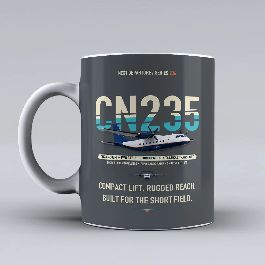 CN235-300M Mug design on gray airbus