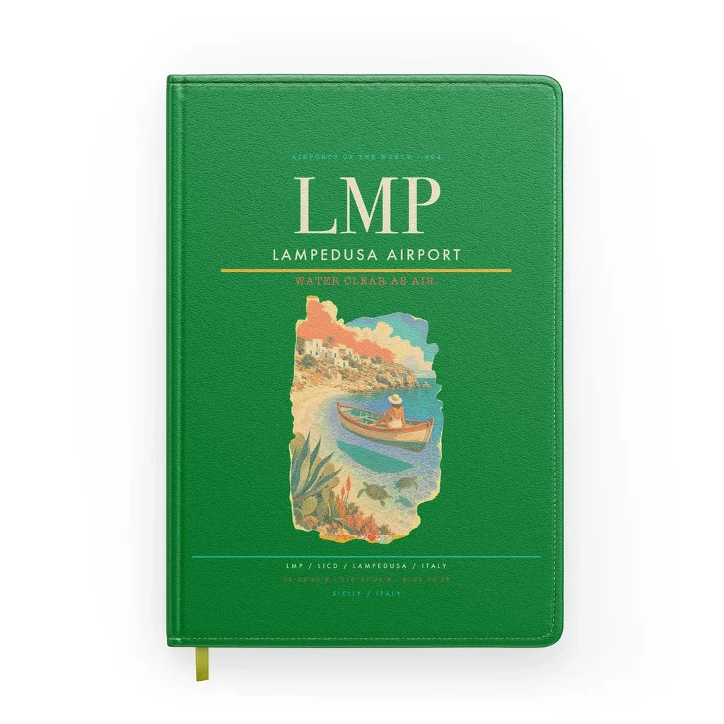 Lampedusa Airport (LMP) design on green notebook