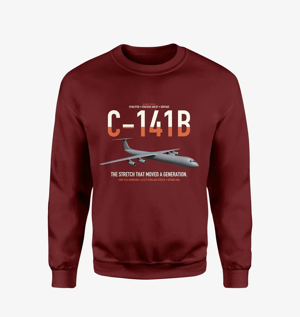 C-141B Starlifter design on wine red sweatshirt