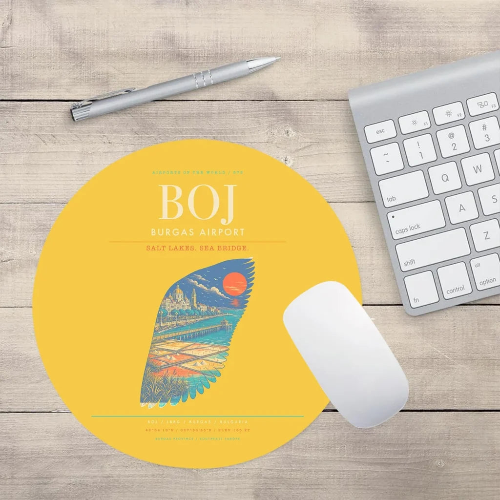 Burgas Airport BOJ Mouse-Pad Round - Yellow