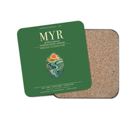 Thumbnail for Myrtle Beach International Airport (MYR) design on green 1 piece coaster