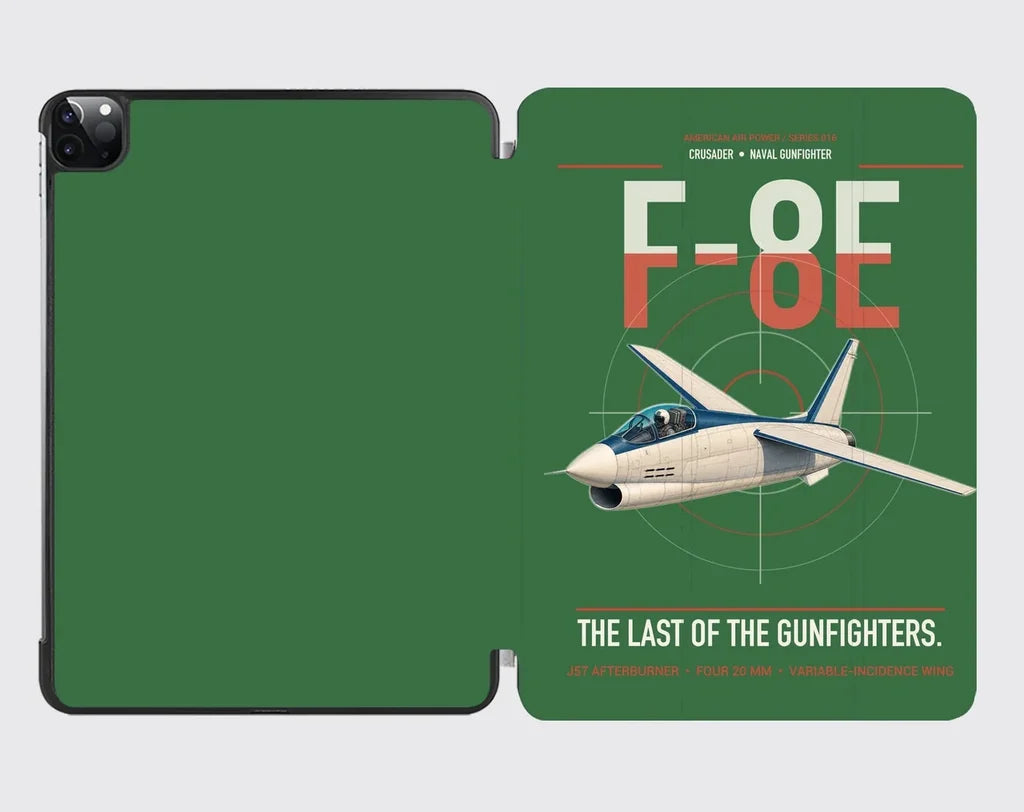 F-8E Crusader design on green ipad tablet case