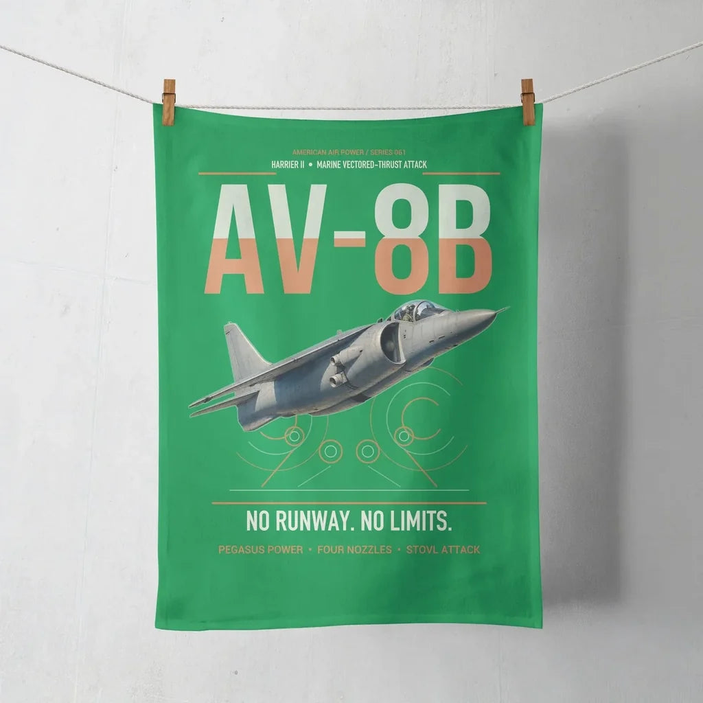 AV-8B Harrier II design on green towel