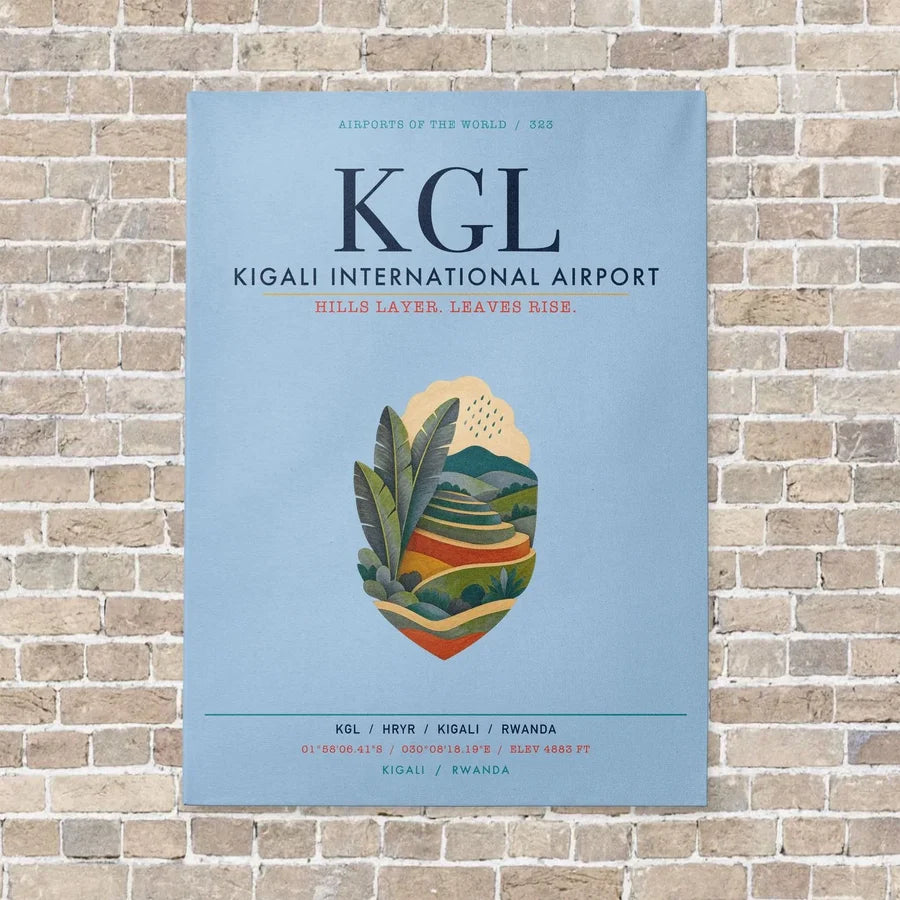 Kigali International Airport KGL vertical canvas print - no frame - light blue background