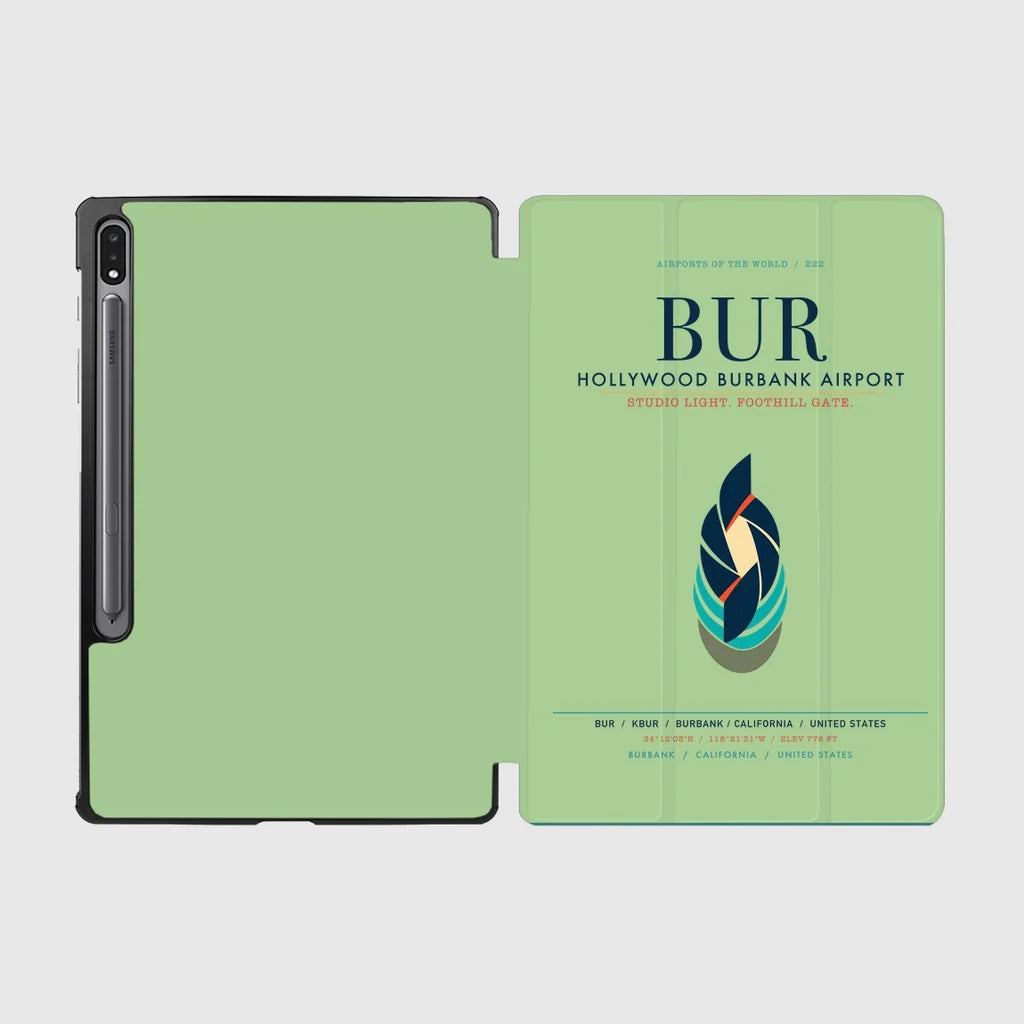 Hollywood Burbank Airport (BUR) design on light green samsung tablet tablet case
