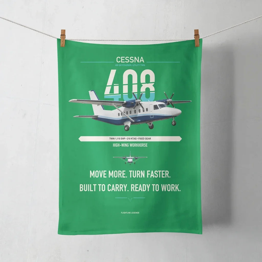 Cessna 408 SkyCourier design on green towel