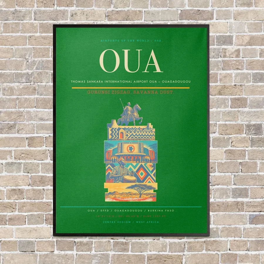 Thomas Sankara International Airport OUA — Ouagadougou vertical canvas print - framed - green background