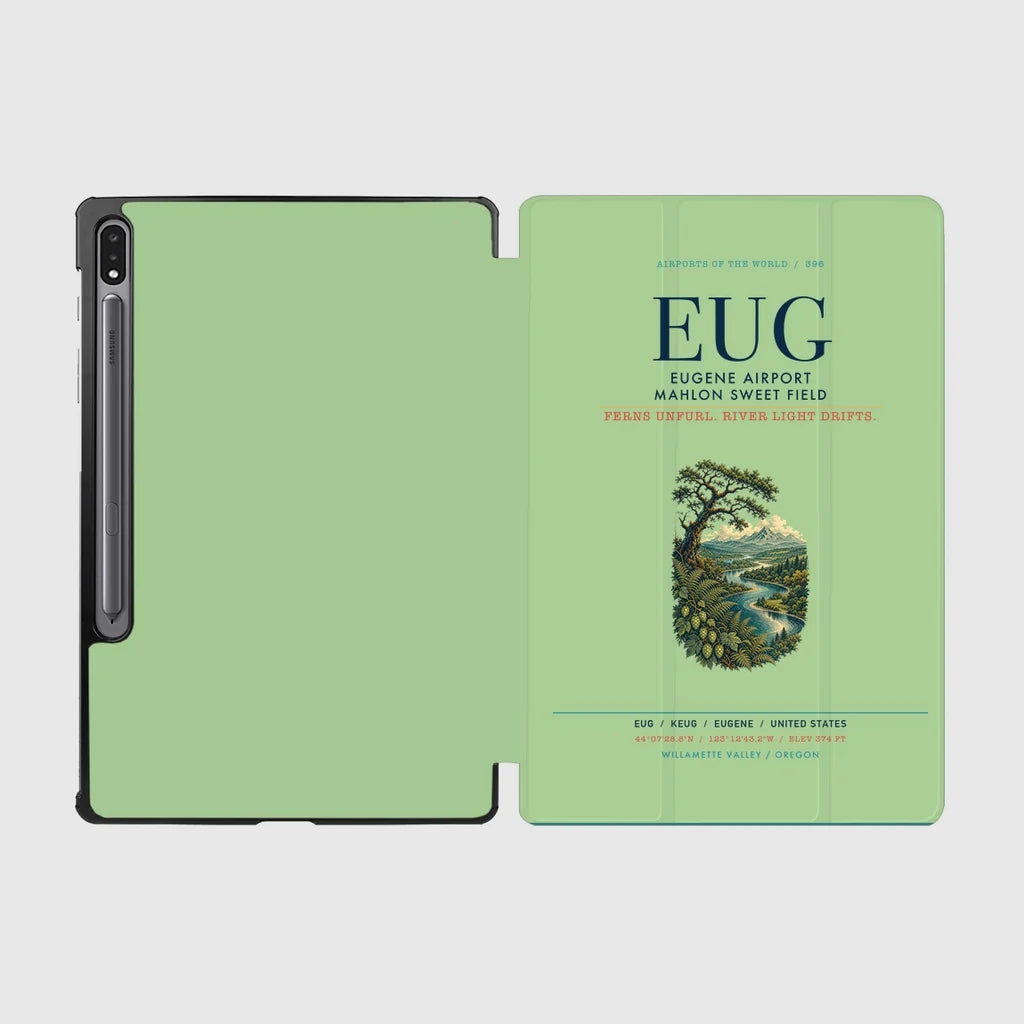Eugene Airport Mahlon Sweet Field (EUG) design on light green samsung tablet tablet case