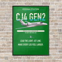 Thumbnail for Cessna Citation CJ4 Gen2 vertical canvas print - framed - green background