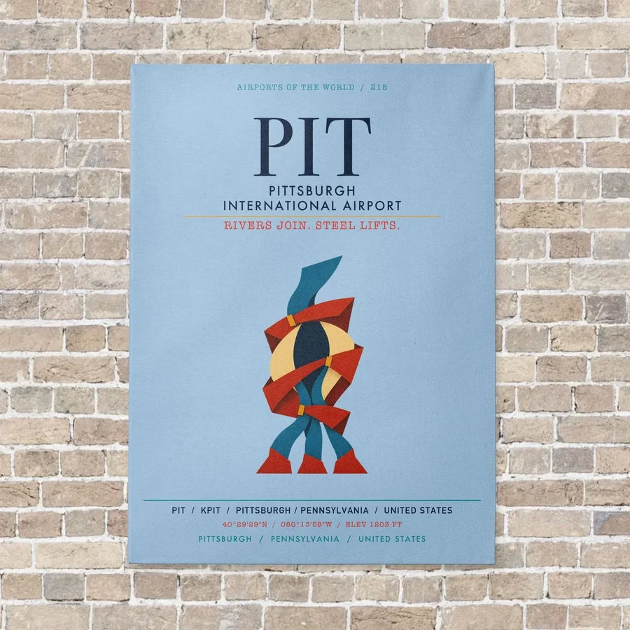 Pittsburgh International Airport PIT vertical canvas print - no frame - light blue background