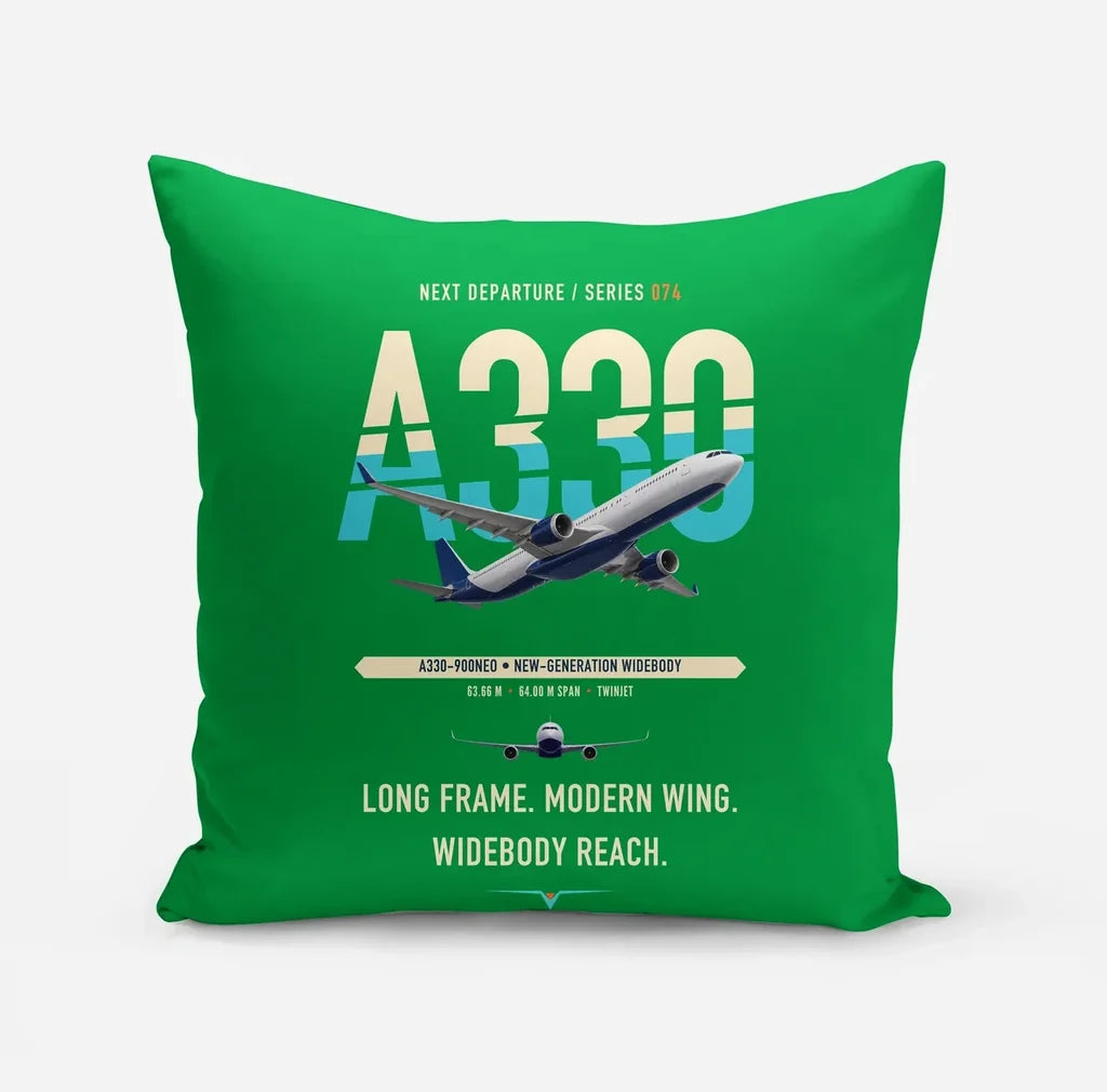 Airbus A330-900neo design on green pillow