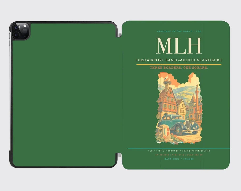 EuroAirport Basel-Mulhouse-Freiburg (MLH) design on green ipad tablet case