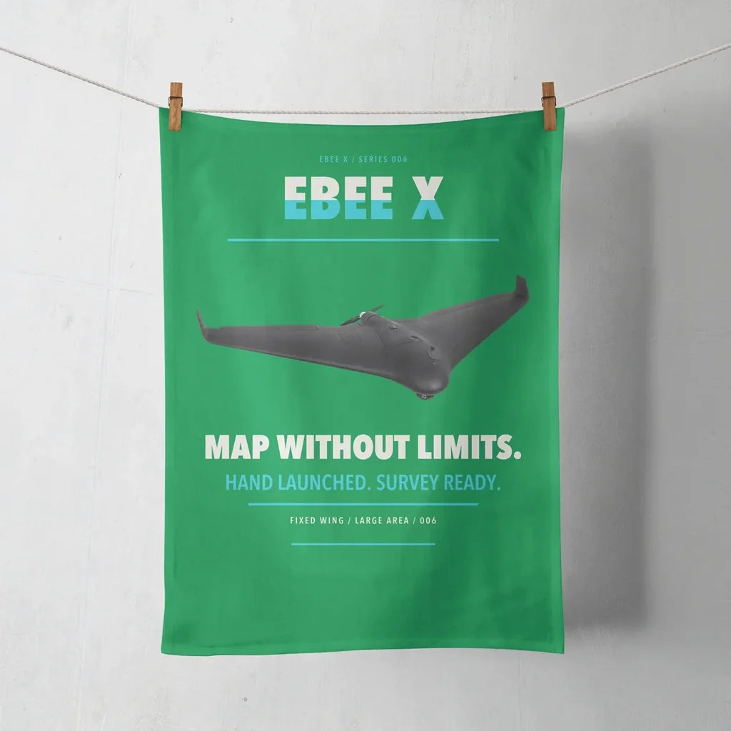 AgEagle eBee X design on green towel