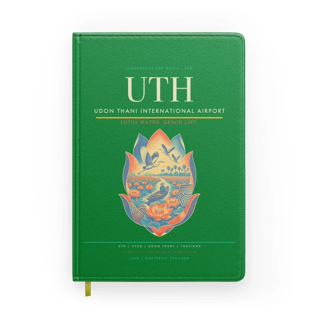 Udon Thani International Airport (UTH) design on green notebook