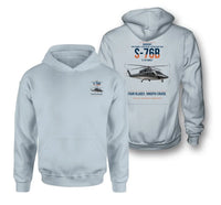Thumbnail for Sikorsky S-76B design on light blue double-side hoodie, double-side print